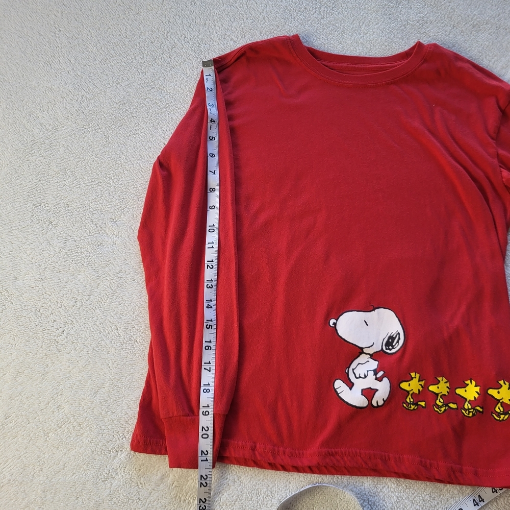 🥳HP🥳 Peanuts Junior Medium Red Long Sleeved Shirt Featuring Peanuts Gan - Picture 6 of 8
